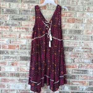 Entro Bohemian Lace Up Dress